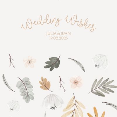 Wedding wishes kaart blooming leaves