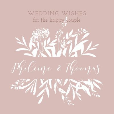 Blush botanics wedding wishes kaart vierkant enkel