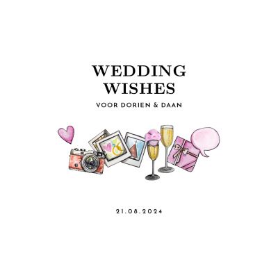 Watercolor festival wedding wishes kaart liggend enkel