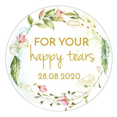 Etiket rond 35mm happy tears geometric floral