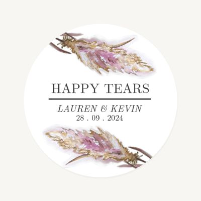 Etiket rond 35mm happy tears pampas gras