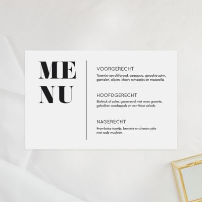 Modern paper menukaart liggend enkel