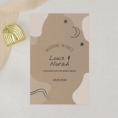 Cosmic love wedding wishes kaart staand kraftkleur