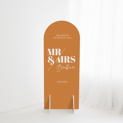 Welkomstbord bruiloft staand halfrond modern paper