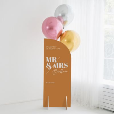Welkomstbord bruiloft staand kwartrond modern paper