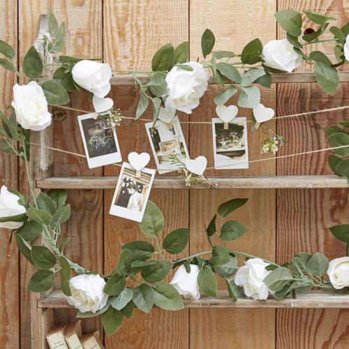 Decoratieve witte rozen slinger Rustic Country