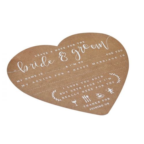 Wedding wishes kraft hart (10st) Rustic Country Ginger Ray