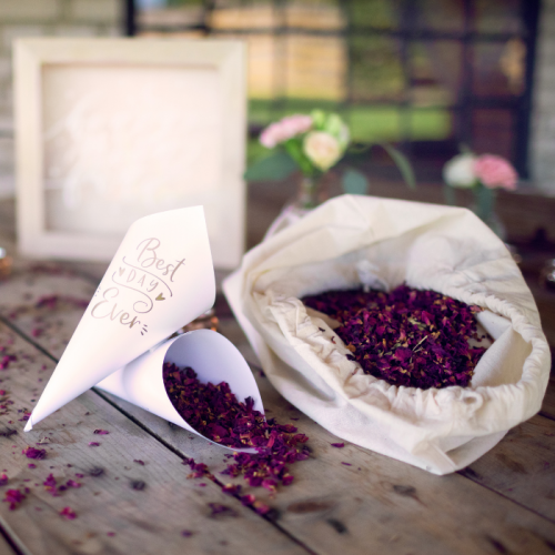 Confetti gedroogde bloemblaadjes roze-paars (400gr)