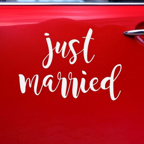 Autosticker Just Married wit