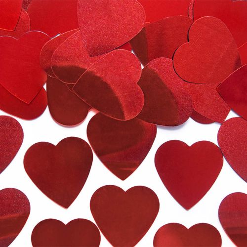 Tafelconfetti hartjes rood (25mm)