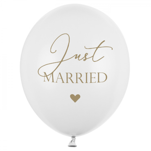 Ballonnen just married wit-goud (6st)