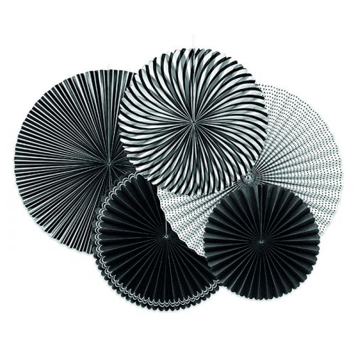 Paper fans zwart-wit (5st)
