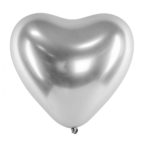 Ballon glossy hart zilver (30cm)