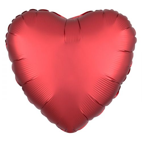 Folieballon Satin Luxe hart rood (43cm) 
