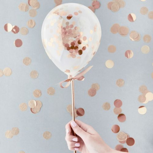 Mini Confetti Ballonnen Roségoud (5st) Hootyballoo