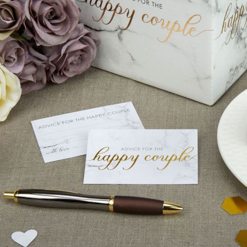 Happy couple Wedding Wishes Marmer Goud (25st)