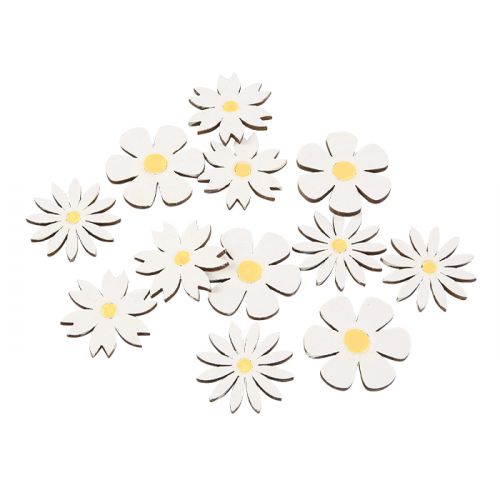 Houten tafelconfetti madeliefjes Spring Daisies (12st)