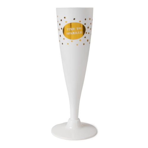 Jens Living plastic champagneglazen wit/goud (4st)