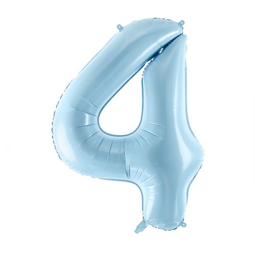 Folieballon Pastel cijfer 4 blauw 86cm