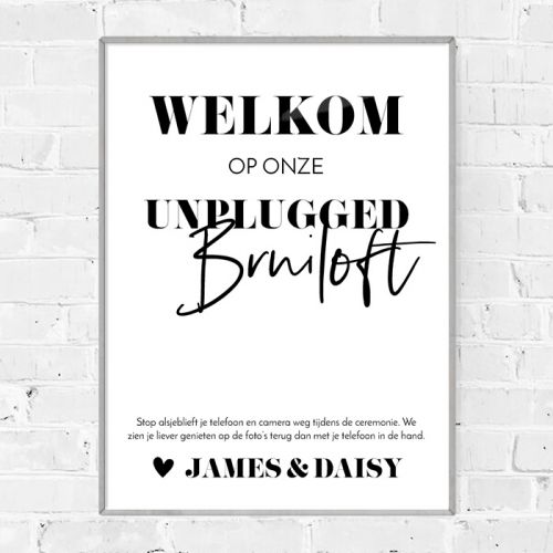 Poster unplugged bruiloft modern typografisch