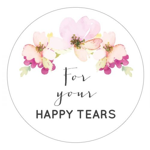 Happy Tears etiket 35mm waterverf bloemen
