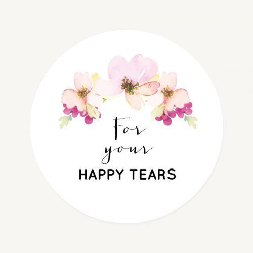 Happy Tears etiket 35mm waterverf bloemen