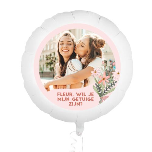 Folieballon met foto getuige vragen boeket