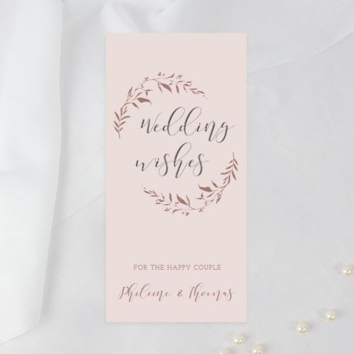 Folie wedding wishes kaart blush bontanics panorama staand