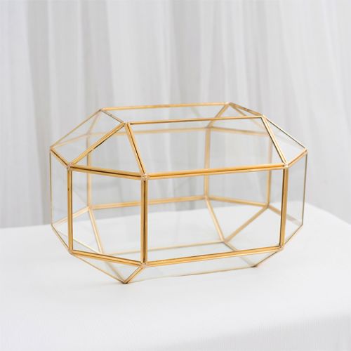 Glazen enveloppendoos geometrisch goud