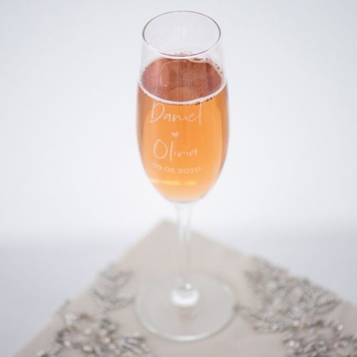 Champagneglas graveren met twee namen