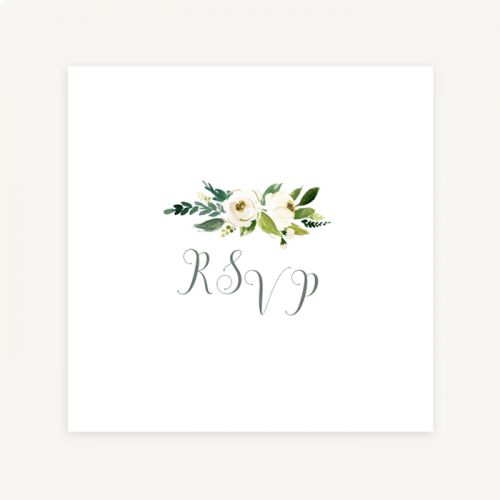 Witte bloemen RSVP kaart vierkant enkel