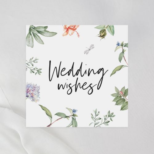 Love Blooms wedding wishes kaart vierkant enkel