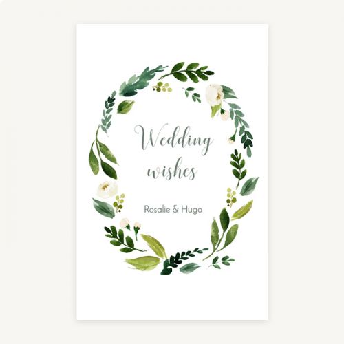 Witte bloemen wedding wishes kaart staand enkel