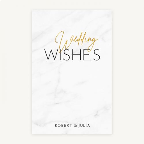 Marble chique gold wedding wishes kaart staand enkel