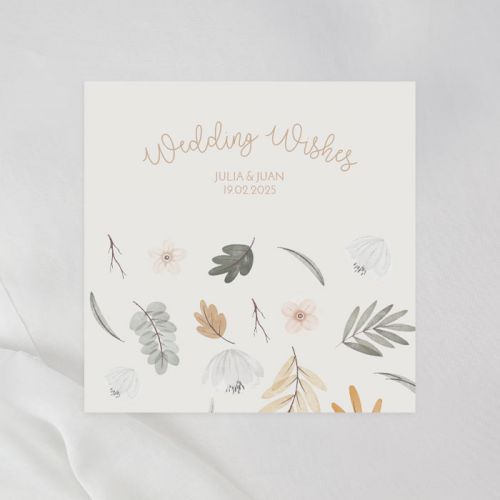 Wedding wishes kaart blooming leaves