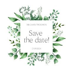 Touch of nature save the date kaart vierkant enkel
