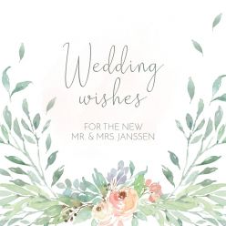 Botanical romance wedding wishes kaart vierkant enkel