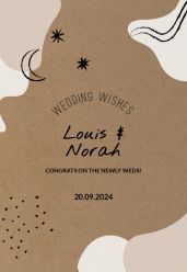Cosmic love wedding wishes kaart staand kraftkleur