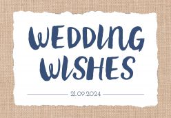 Indigo eco wedding wishes kaart liggend typografie