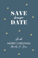Folie save the date kaart kerst deep blue staand enkel