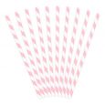 Papieren rietjes wit-roze (10st)