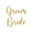 Glasstickers Bride & Groom goud (2st)