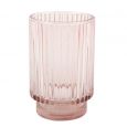 Waxinelichthouder rookglas oud roze 13x8,5 cm