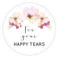 Etiket rond 35mm Happy Tears waterverf bloemen