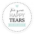 Etiket rond 35mm happy tears Lovely lettertypes