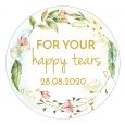 Etiket rond 35mm happy tears geometric floral