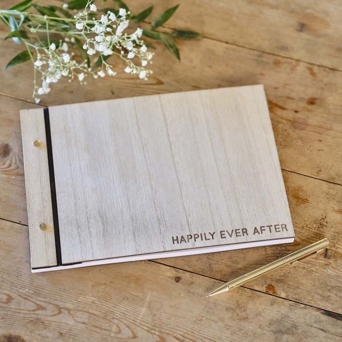 Gastenboek hout happily ever after Rustic Romance Ginger Ray