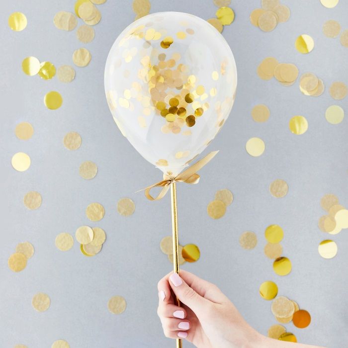 Mini Confetti Ballonnen Goud (5st) Hootyballoo