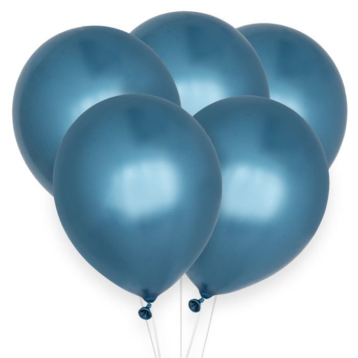 Chroom ballonnen blauw (10st)