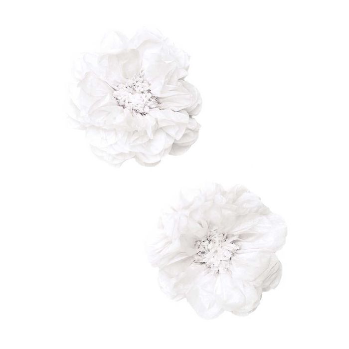 Papieren bloemen pompons wit 25cm (2st)